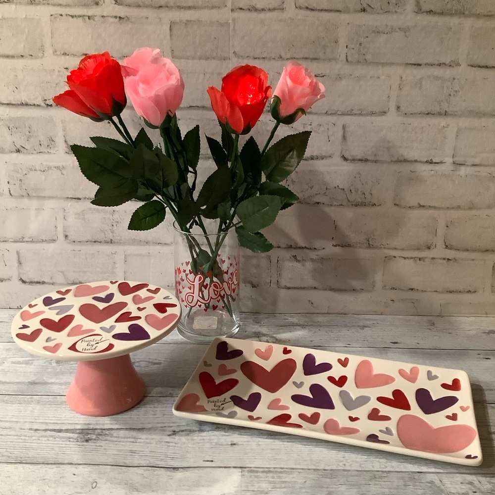 Lang Design Set of 2 Ceramic Serving Tray & Stand
